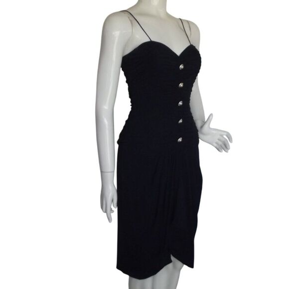 ST.GILLIAN Silk Dress, 6, Navy, Tiered Bodice, Layered Skirt. Spaghetti straps - Picture 3 of 15